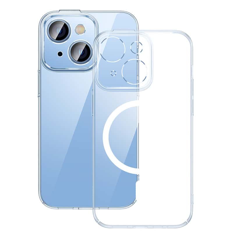 Baseus Crystal Series Magnetic Case for iP 14 (Pack of 1 with full coverage tempered glass screen protector ), Clear ARJC000002