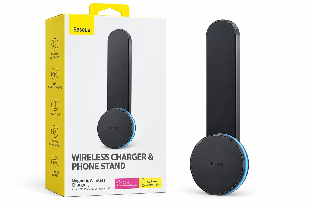 Baseus C02 Pro Series Magnetic Wireless Charging Car Mount Cluster Black