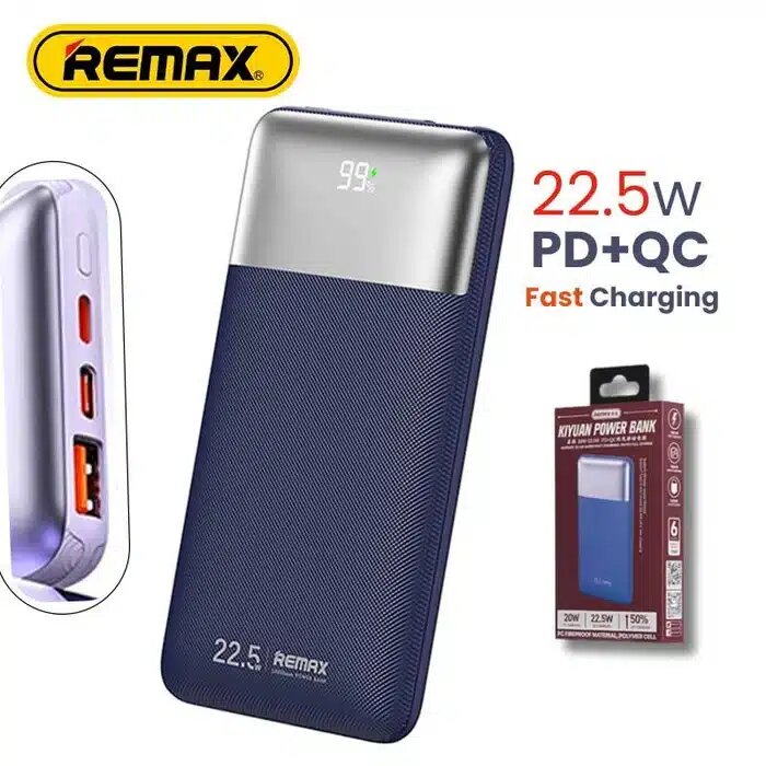 REMAX Kiyuan Series 20W+22.5W PD+QC Fast Charging Power Bank 10000mAh RPP-5 Navy Blue