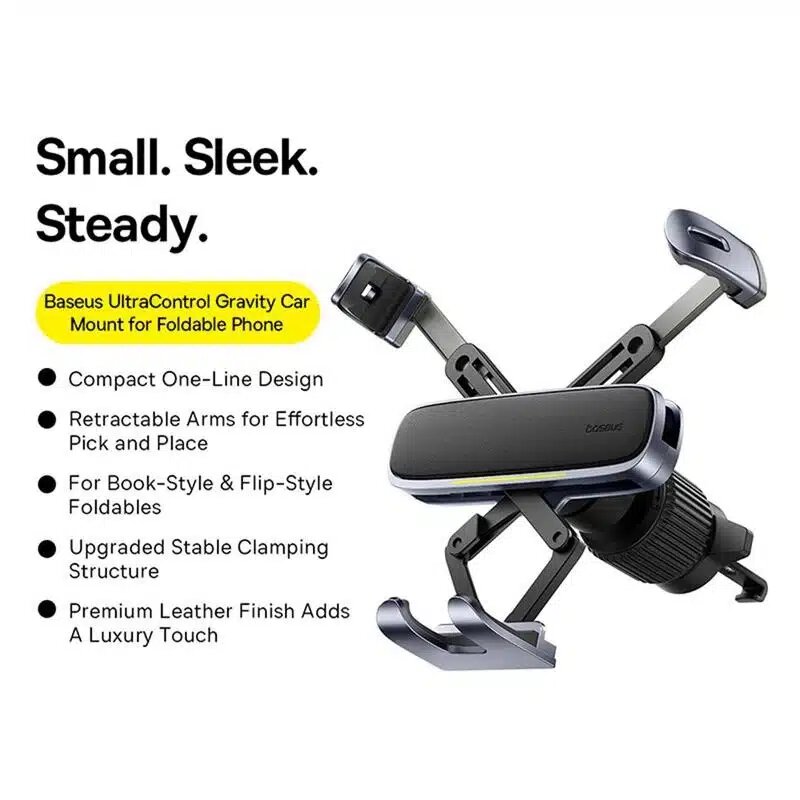 OS-Baseus UltraControl Gravity Car Mount for Foldable Phone Space Grey