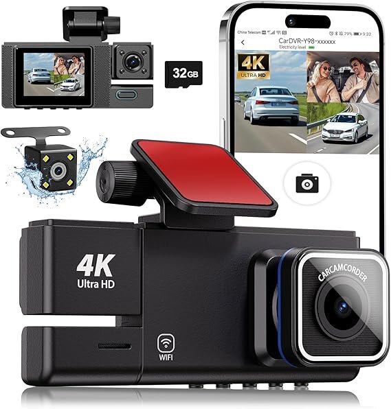 Video Camera Dash 3 Cameras WIfi