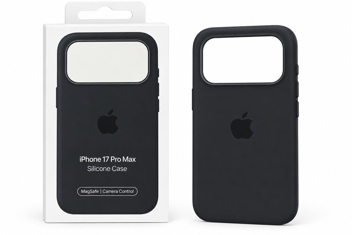 სილიკონის ქეისი iPhone 17 Pro Max-ისთვის, შავი