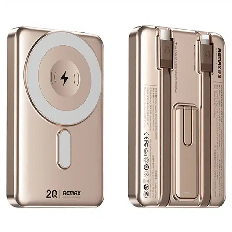 REMAX Magnetic 15W Wireless Power Bank with Built-in Foldable Stand 10000mAh CX-2 Gold