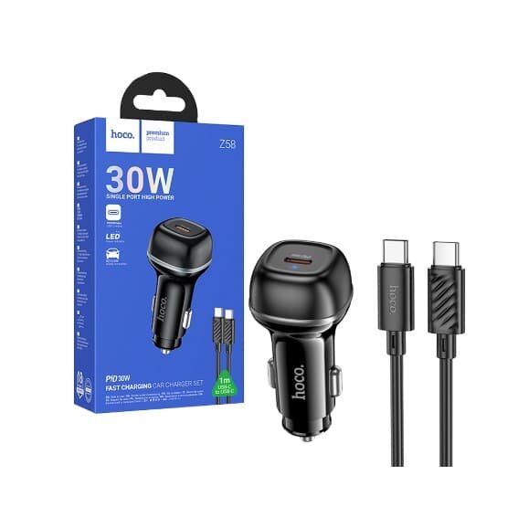 Hoco Z58 Rank single port PD30W car charger set(C to C)