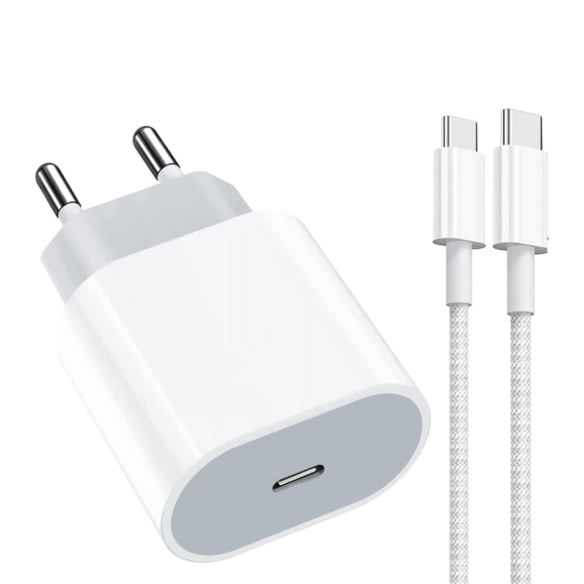 25W ადაპტერი + C+C კაბელი iPhone 15-ისთვის