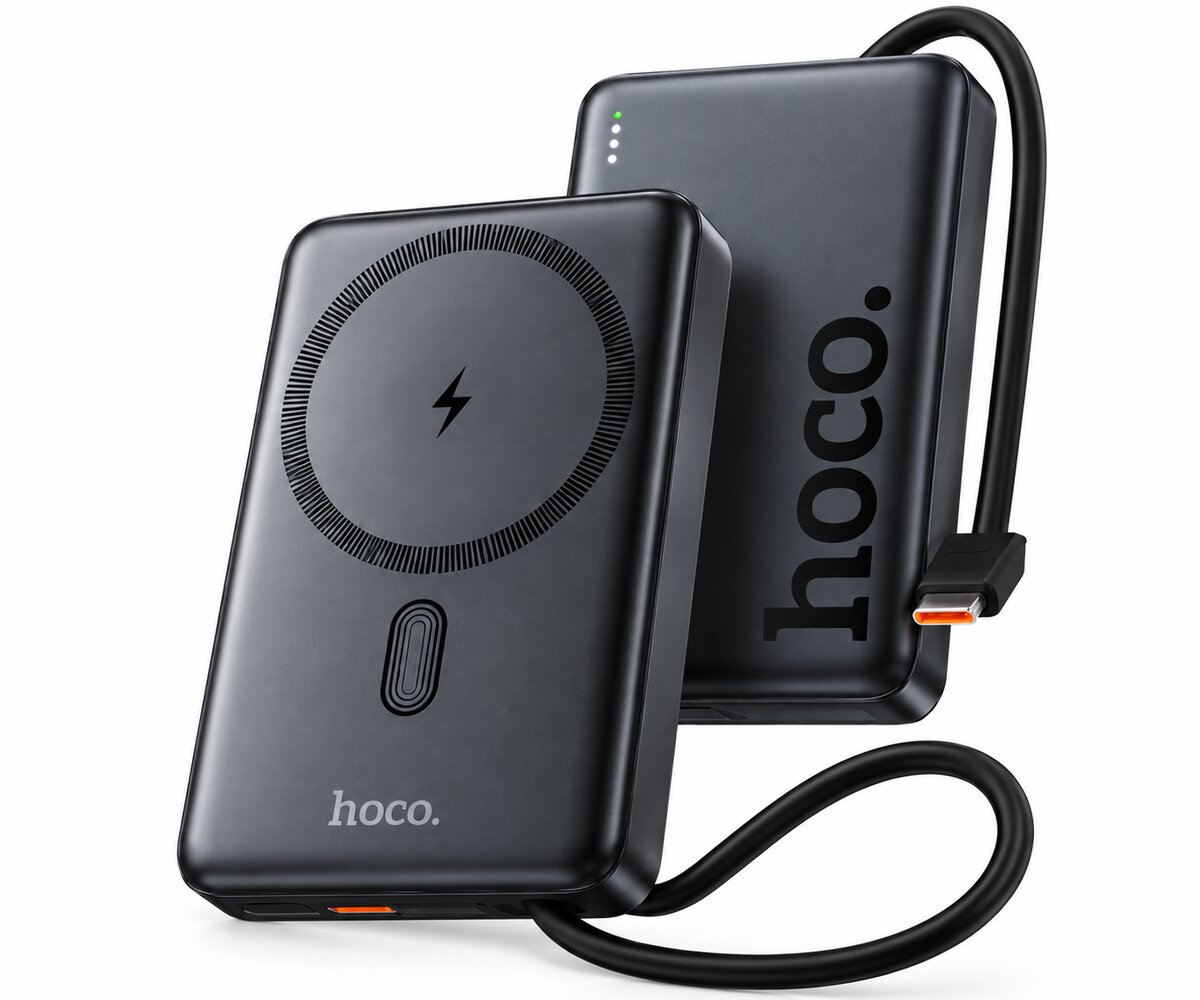 Hoco Q44 Origen dual PD20W magnetic power bank with cable dark(10000mAh) metal gray