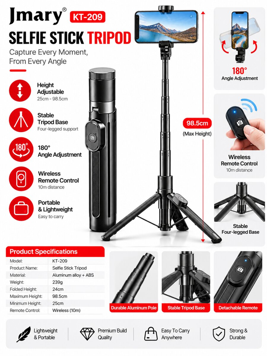 Jmary Selfie Stcik Tripod KT-209