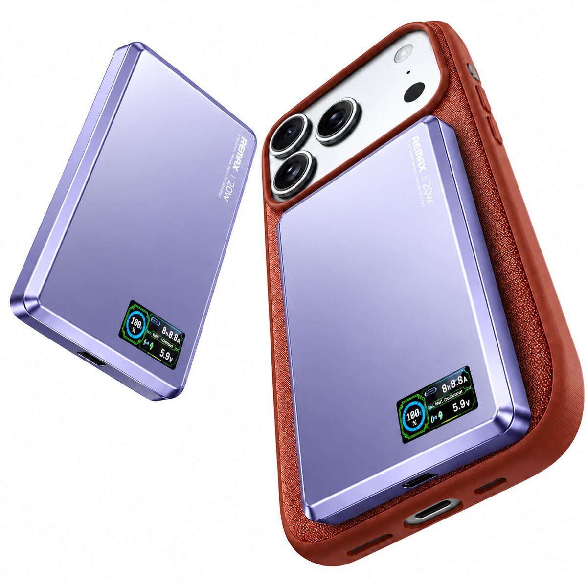 Remax FP-37 Mini Magnetic Wireless Power Bank 10000mAh 20W Purple