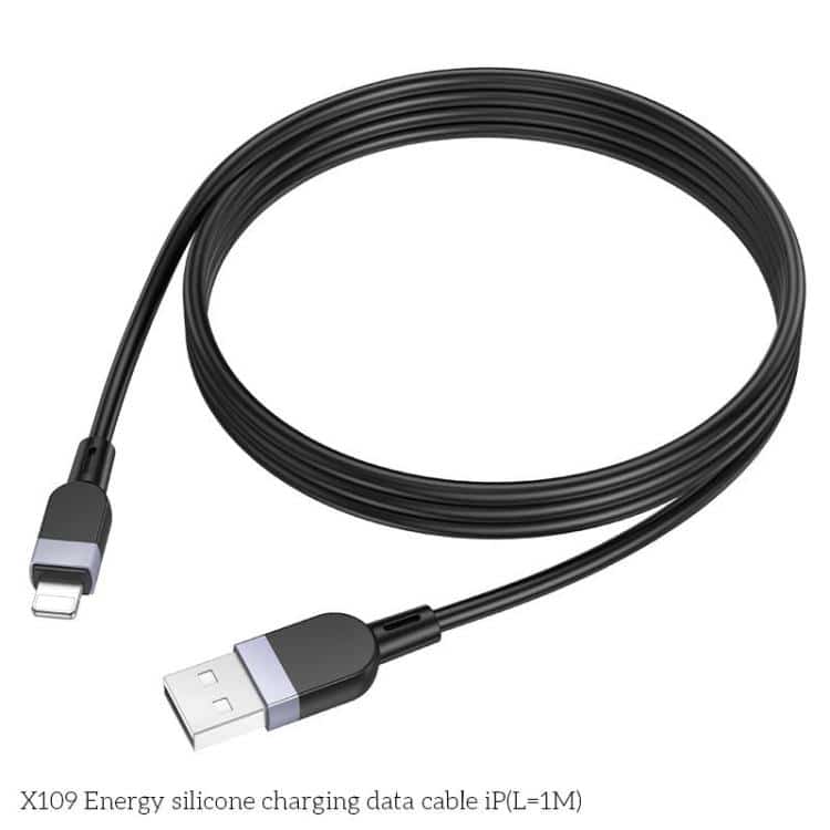 Hoco X109 Energy silicone charging data cable iP(L=1M) black