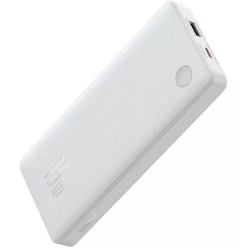 OS-Baseus Airpow Lite Power Bank 10000mAh 15W Moon White  (With Simple Series Data Cable USB to Type-C 30cm White & Black)