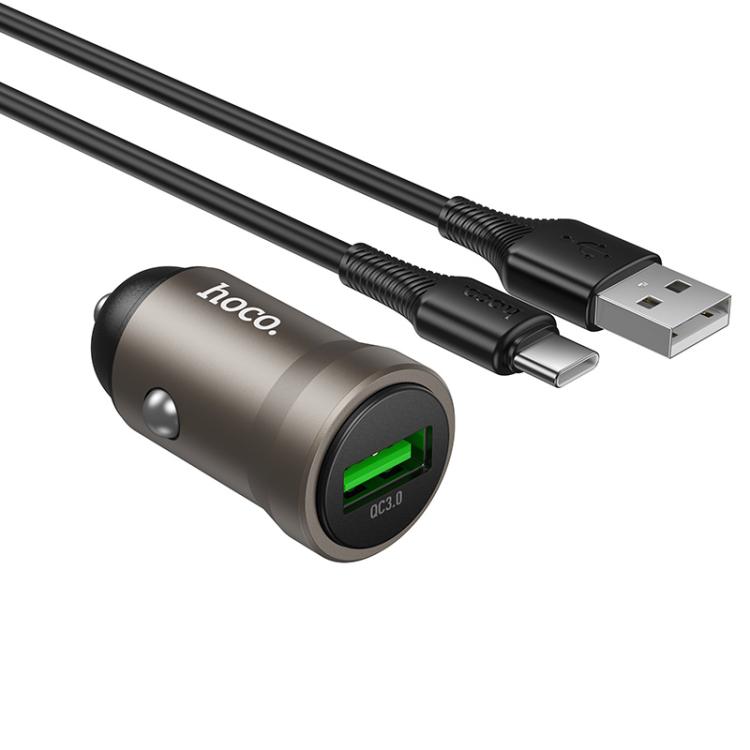 Hoco Z62 Energy single-port QC3.0 car charger set(Type-C) gold