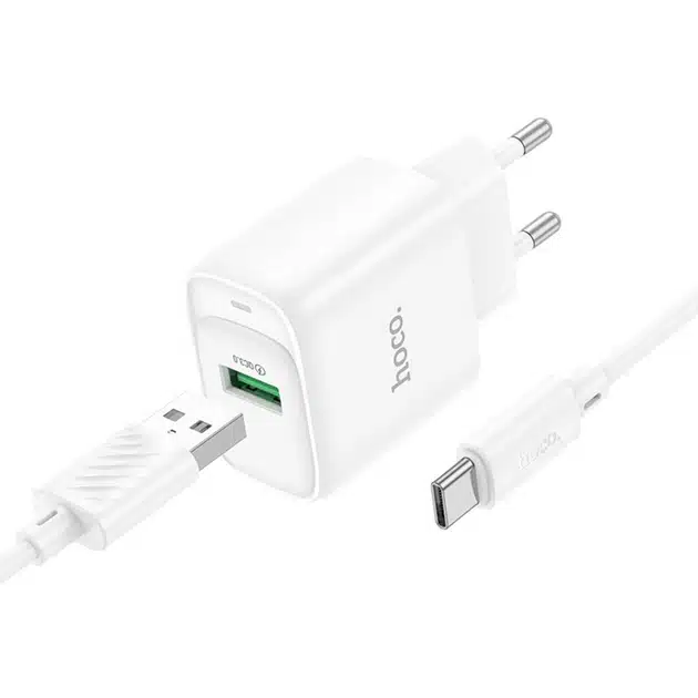 Hoco C140A Smart single port QC3.0 charger set(Type-C)(EU)  White