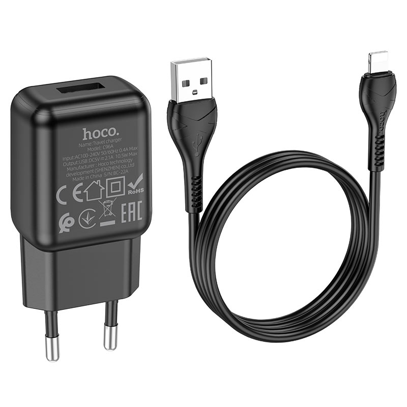 Hoco C96A single port charger set(iP)(EU)