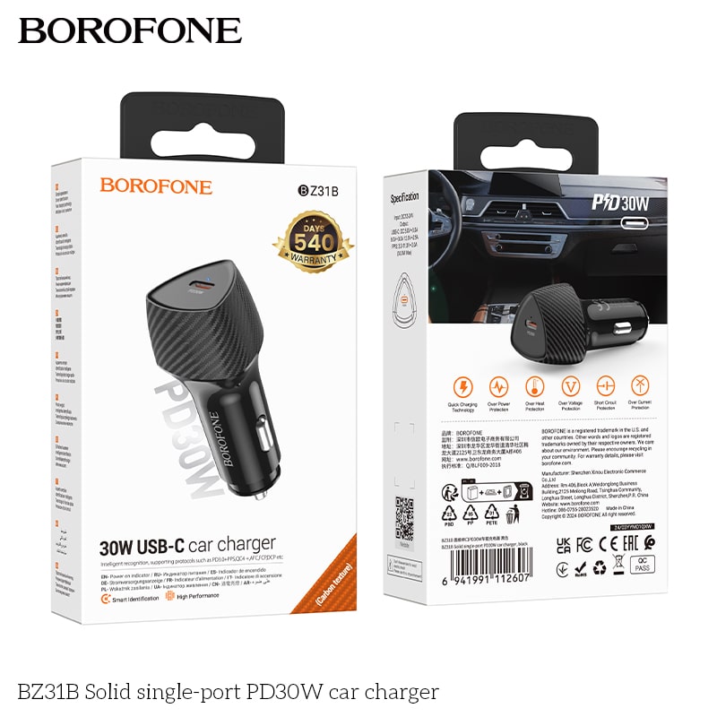 Borofone BZ31B Solid single-port PD30W car charger