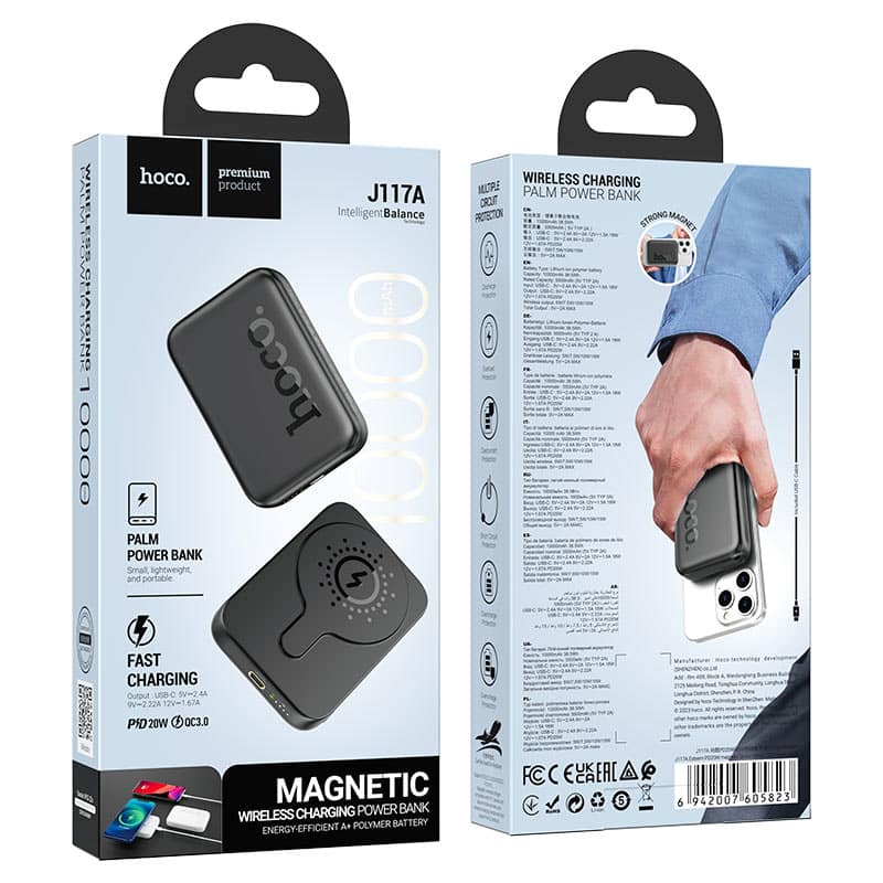 Hoco J117A Esteem PD20W magnetic power bank(10000mAh) Black