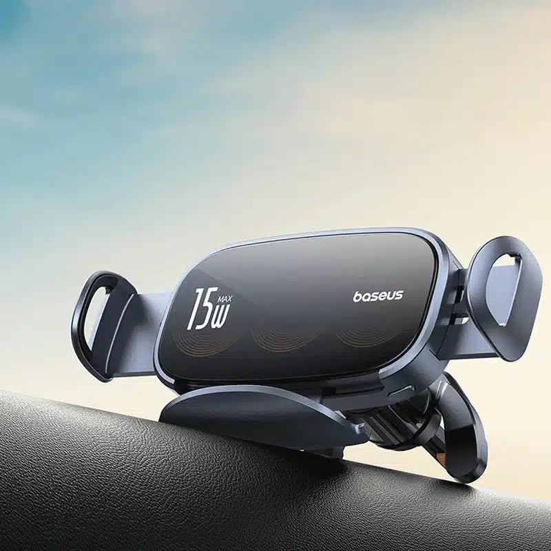 Baseus LightChaser Series Triple-Coil Wireless Charging Electric Car Mount Cluster Black