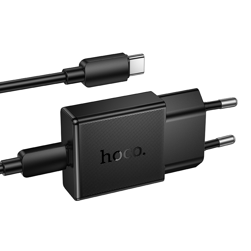 Hoco N72 Speed single-port PD20W ultra-thin charger set(C to C)(EU) black