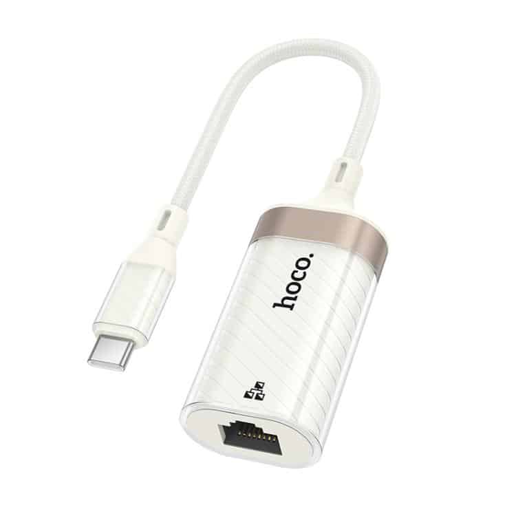 Hoco UA41B Crystal Type-C ethernet adapter(100 mbps) apricot