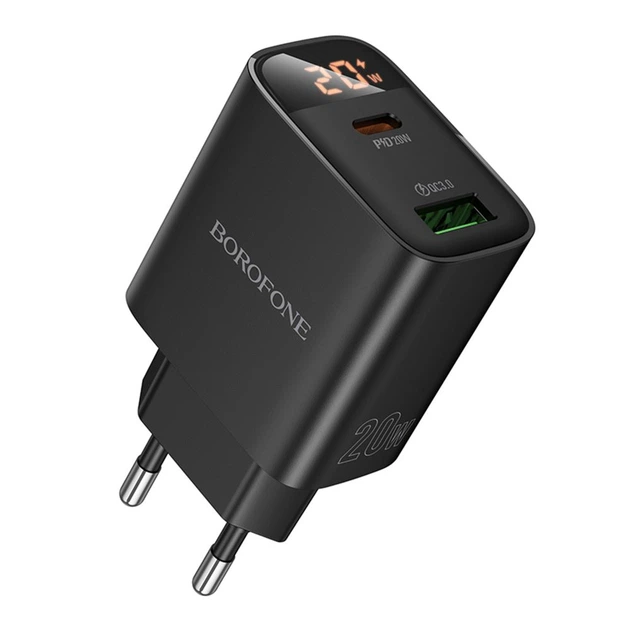 Borofone BA96A Ilustre PD20W+QC3.0 charger with digital display(EU) black