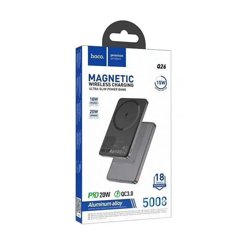 Hoco Q26 Joy PD20W magnetic fast charging power bank(5000mAh) metal gray