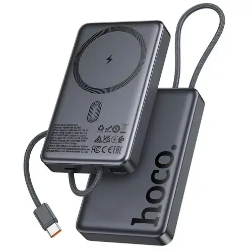 Hoco Q44 Origen dual PD20W magnetic power bank with cable dark(10000mAh) metal gray