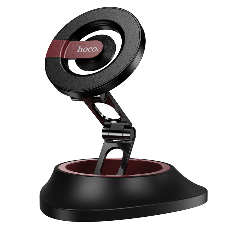 Hoco H90 Tower folding ring magnetic car holder(dashboard) black and red
