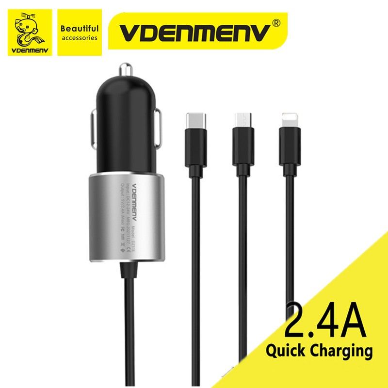 Vdenmenv Car Charger with 3-in-1 cable DZ11E